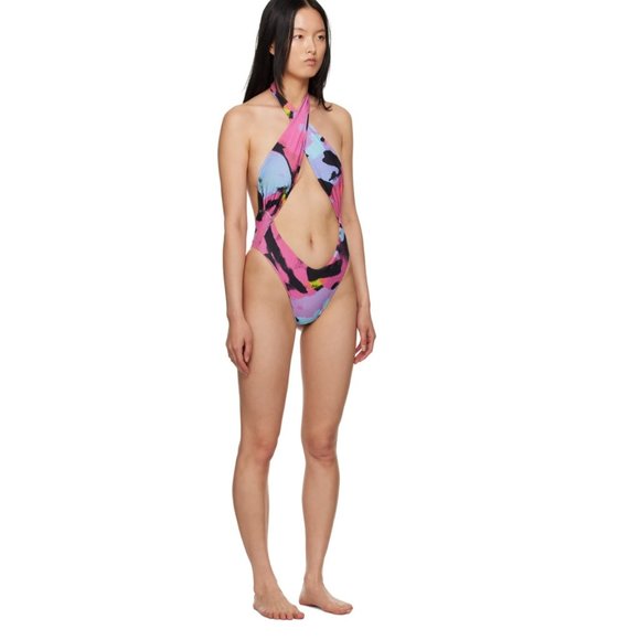 MIAOU Multicolor Demi One-Piece Swimsuit only try-on almost Brand new - Picture 5 of 7